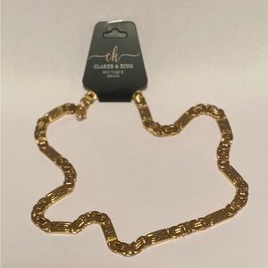 Men’s Chunky Flat Paperback Stainless Steel Gold Plated Necklace